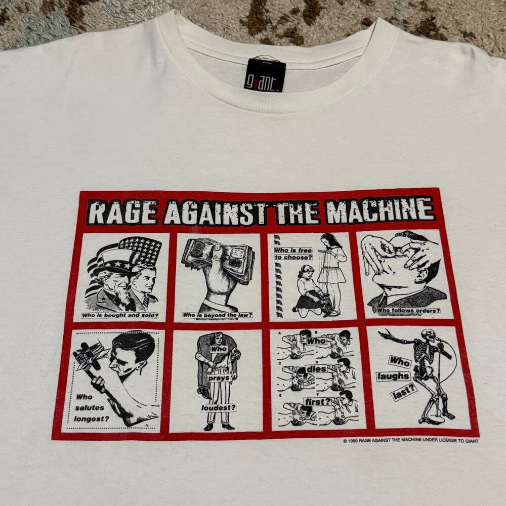 Vintage 1999 Rage Against The Machine Who Laughs Last Shirt XL Barbara Kruger